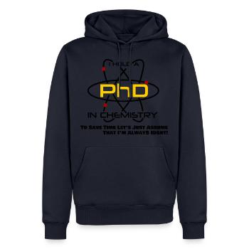 Doctor Chemistry PhD Gift Idea Graduating Chemist - Men’s Premium Organic Hoodie - navy - Front - Nico (187cm)