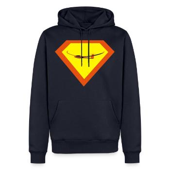 Planeur Planeur Planeur Pilote - Sweat à capuche Premium bio Homme - bleu marine - Devant - Nico (187cm)