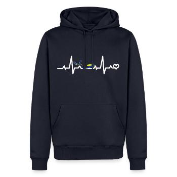 Plongeur Plongée Heartbeat ECG Heart Line Heart - Sweat à capuche Premium bio Homme - bleu marine - Devant - Nico (187cm)