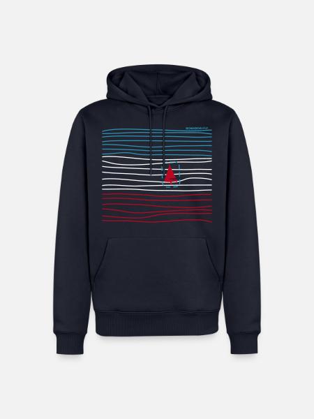 Boot in Wellen - Männer Premium Bio Hoodie - Navy