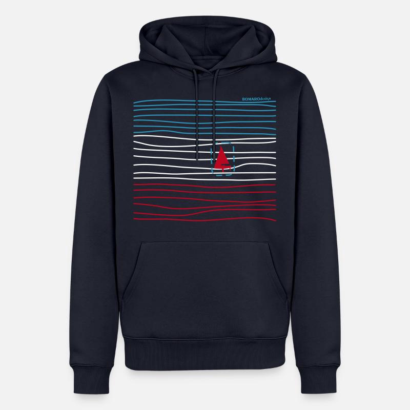 Boot in Wellen - Männer Premium Bio Hoodie - Navy