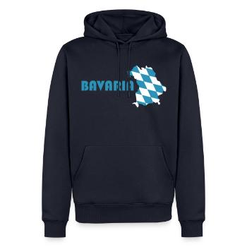 Bavière Carte de drapeau - Sweat à capuche Premium bio Homme - bleu marine - Devant - Nico (187cm)