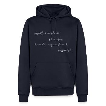 gut erzogen weiß - Männer Premium Bio Hoodie - Navy - Vorne - Nico (187cm)