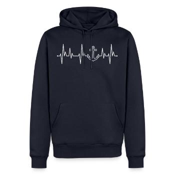 Ancre mer battement de coeur - Sweat à capuche Premium bio Homme - bleu marine - Devant - Nico (187cm)