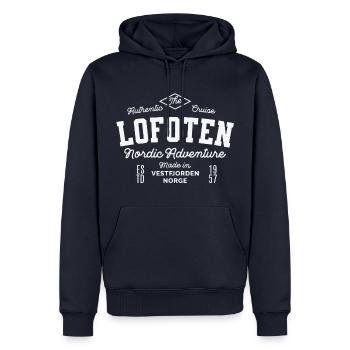Lofoten Nordic Adventure - Sweat à capuche Premium bio Homme - bleu marine - Devant - Nico (187cm)