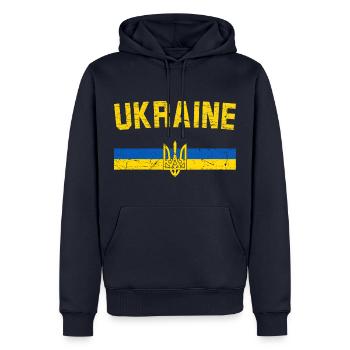 Ukraine - Sweat à capuche Premium bio Homme - bleu marine - Devant - Nico (187cm)
