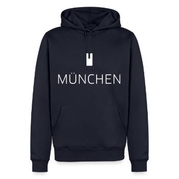 Munich - Sweat à capuche Premium bio Homme - bleu marine - Devant - Nico (187cm)