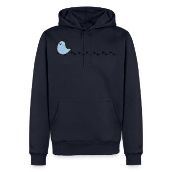 Lustiger Vogel mit Vogelspuren (b) - Männer Premium Bio Hoodie - Navy - Vorne - Nico (187cm)