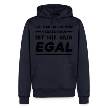 Ich Hab Das Schon Verstanden Ist Mir Nur Egal - Männer Premium Bio Hoodie - Navy - Vorne - Nico (187cm)