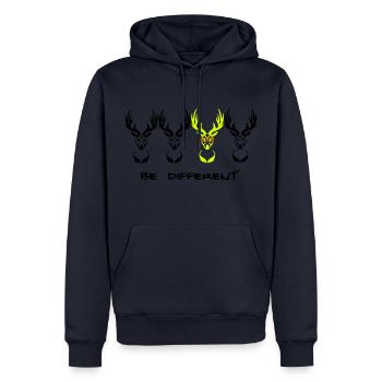Be different! Un cerf Nerd Geek 3c - Sweat à capuche Premium bio Homme - bleu marine - Devant - Nico (187cm)