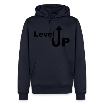Level Up Aufstieg Pfeil hoch Geschenk geschafft - Männer Premium Bio Hoodie - Navy - Vorne - Nico (187cm)