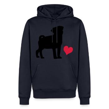 pug - Men’s Premium Organic Hoodie - navy - Front - Nico (187cm)