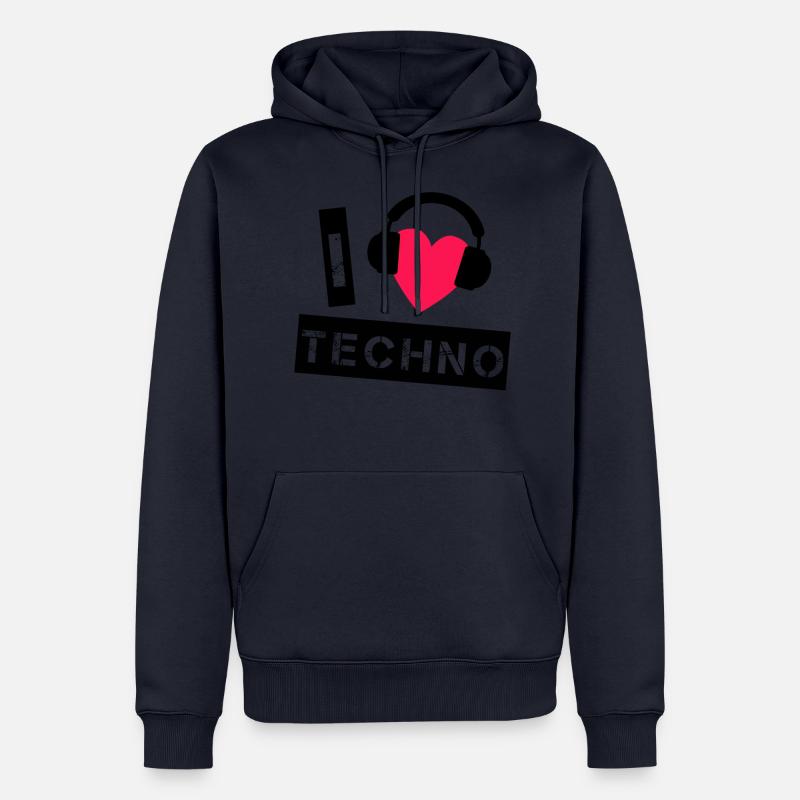 Techno - Männer Premium Bio Hoodie - Navy