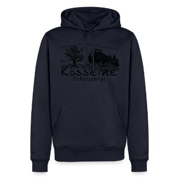 Kösseine Fichtelgebirge Fichtelhills - Männer Premium Bio Hoodie - Navy - Vorne - Nico (187cm)