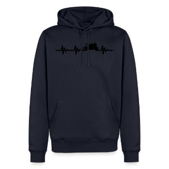 Herzschlag Motorrad - Männer Premium Bio Hoodie - Navy - Vorne - Nico (187cm)