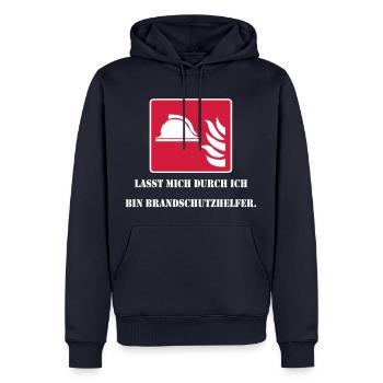Lasst mich durch ich bin Brandschutzhelfer (weiß) - Männer Premium Bio Hoodie - Navy - Vorne - Nico (187cm)
