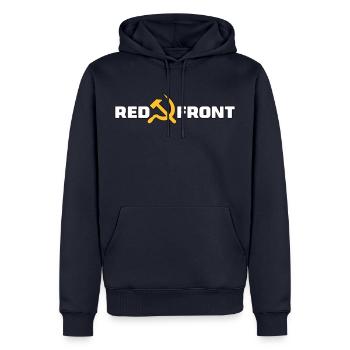 Front rouge - marteau et faucille - Sweat à capuche Premium bio Homme - bleu marine - Devant - Nico (187cm)