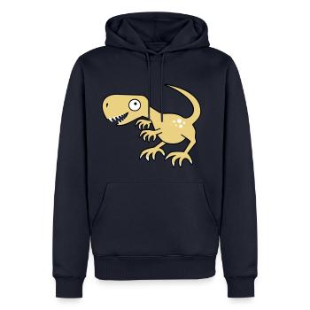 Dino, dinosaure, monstre - Sweat à capuche Premium bio Homme - bleu marine - Devant - Nico (187cm)
