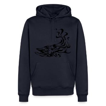 Tribal Pike - Männer Premium Bio Hoodie - Navy - Vorne - Nico (187cm)