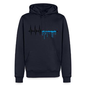 gouttes de pulvérisation humide graffiti ondes fréquence de ligne - Sweat à capuche Premium bio Homme - bleu marine - Devant - Nico (187cm)