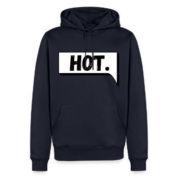 Comic Sprechblase Hot - Männer Premium Bio Hoodie - Navy - Vorne - Nico (187cm)