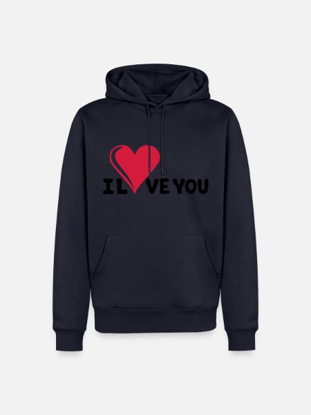 I LOVE YOU - Je t'aime - Saint-Valentin - Sweat à capuche Premium bio Homme -