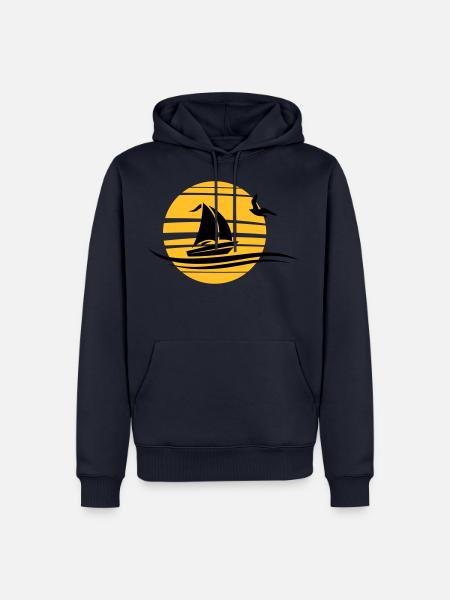 Sailing Ship Boat Sun Water - Men’s Premium Organic Hoodie - navy