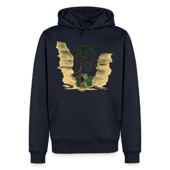 Montagnes de grès de l’Elbe - Sweat à capuche Premium bio Homme - bleu marine - Devant - Nico (187cm)