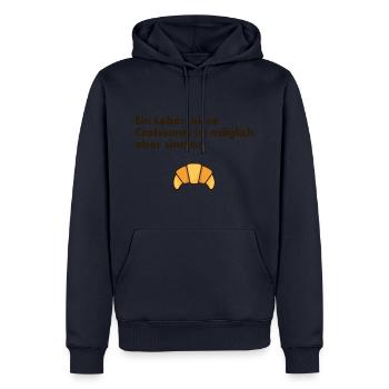 LEBEN OHNE CROISSANTS IST SINNLOS - Männer Premium Bio Hoodie - Navy - Vorne - Nico (187cm)