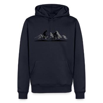 MOUNTAINBIKE GRAVEL montagnes de vélo - Sweat à capuche Premium bio Homme - bleu marine - Devant - Nico (187cm)