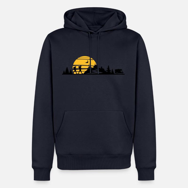 WANDERN Wanderer Wald Berge Wohnmobil - Männer Premium Bio Hoodie - Navy