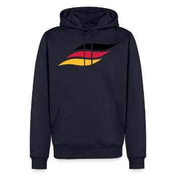 Deutsche Welle German Wave - Männer Premium Bio Hoodie - Navy - Vorne - Nico (187cm)