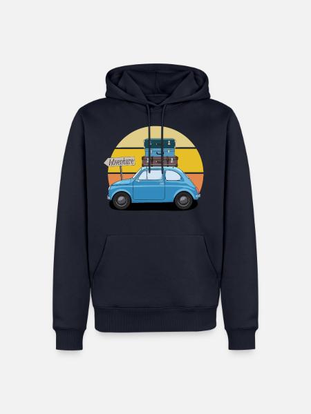 Auto mit Koffer reisen Abenteuer retro - Männer Premium Bio Hoodie - Navy