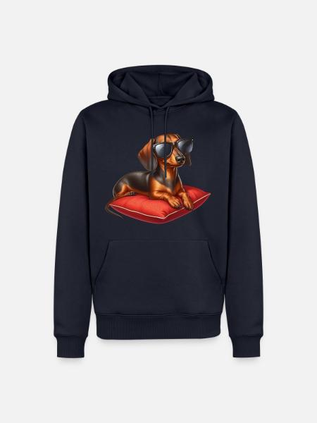 Dackelwelpe mit Sonnenbrille - Männer Premium Bio Hoodie - Navy