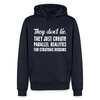 Lügen Lies Parallel Reality Spruch lustig Realität - Männer Premium Bio Hoodie - Navy - Vorne - Nico (187cm)