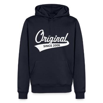 Original Since 2006 (Year Of Birth, Birthday / W) - Men’s Premium Organic Hoodie - navy - Front - Nico (187cm)