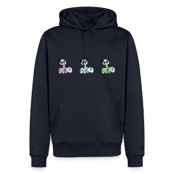 drei Schildkröten mit Pandas auf Rücken - Männer Premium Bio Hoodie - Navy - Vorne - Nico (187cm)