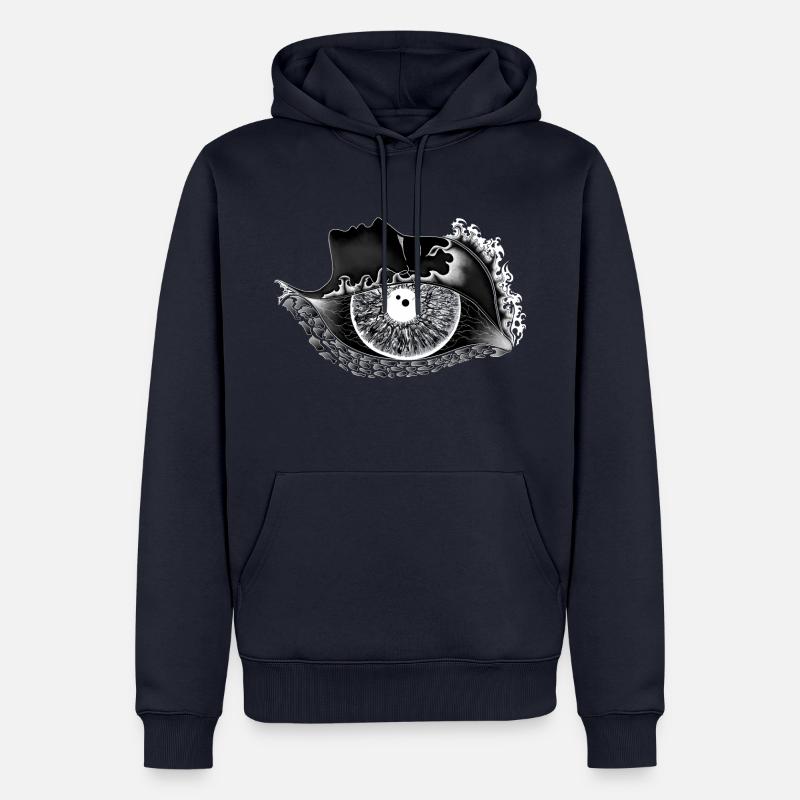 Grand œil blanc transversal - Sweat à capuche Premium bio Homme - bleu marine