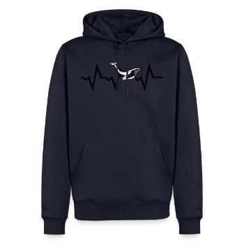 Wal Meerestier EKG Puls Herzschlag - Männer Premium Bio Hoodie - Navy - Vorne - Nico (187cm)