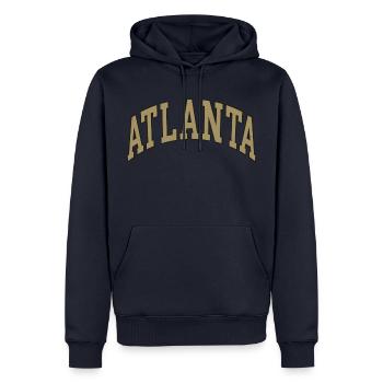 Atlanta - Männer Premium Bio Hoodie - Navy - Vorne - Nico (187cm)