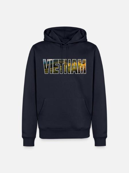 Vietnam - Sweat à capuche Premium bio Homme - bleu marine