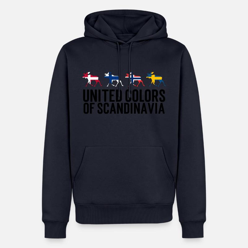 Drapeaux scandinaves en forme d’orignal - Sweat à capuche Premium bio Homme - bleu marine