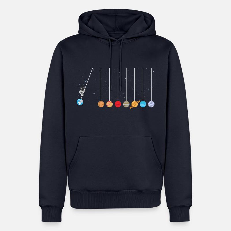 astronaute swing planètes système solaire science spatiale - Sweat à capuche Premium bio Homme - bleu marine