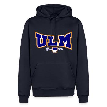 ULM - Männer Premium Bio Hoodie - Navy - Vorne - Nico (187cm)