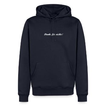 Danke für nichts! - Männer Premium Bio Hoodie - Navy - Vorne - Nico (187cm)
