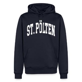 St. Pölten - Männer Premium Bio Hoodie - Navy - Vorne - Nico (187cm)
