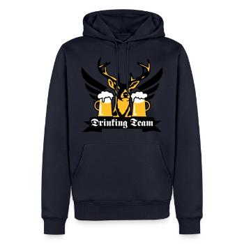 176 Super cerf drink team aile bière - Sweat à capuche Premium bio Homme - bleu marine - Devant - Nico (187cm)