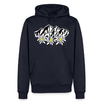 Berge und Edelweiss - Männer Premium Bio Hoodie - Navy - Vorne - Nico (187cm)