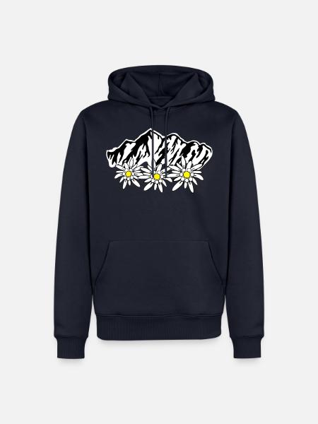 Mountains and Edelweiss - Men’s Premium Organic Hoodie - navy