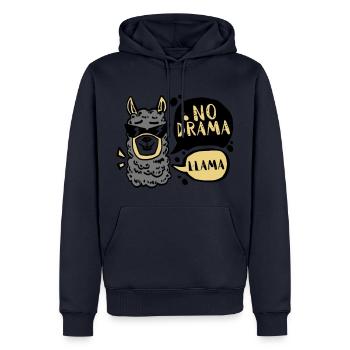 NO DRAMA - LLAMA - Sweat à capuche Premium bio Homme - bleu marine - Devant - Nico (187cm)